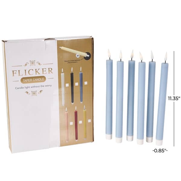 dimension image slide 3 of 5, Wax Indoor Outdoor Flameless Candle with Remote Control (Set of 6)