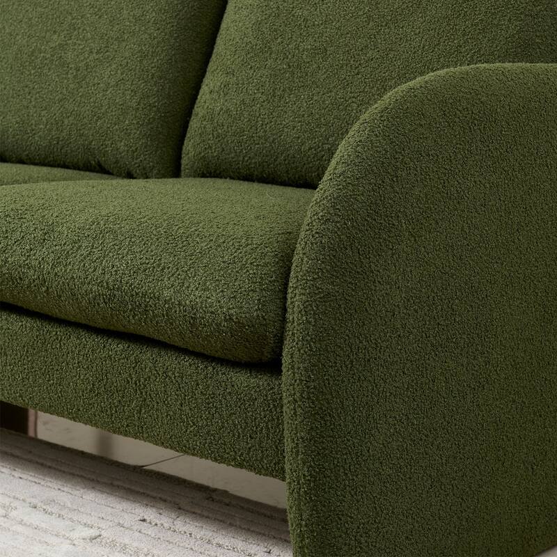 59" Lambswool Fabric Upholstered Loveseat Sofa with High Back & Toss Pillows 2 Seater Leisure Couch ,Tool-Free Assembly