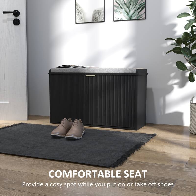 Particleboard and MDF Shoe Storage Bench with Cushion Seat and Drawer Cabinet