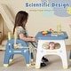 preview thumbnail 7 of 5, Kids Table and 2 Chairs Set with Storage Shelf and Building Blocks-Blue - 31" x 19" x 19"