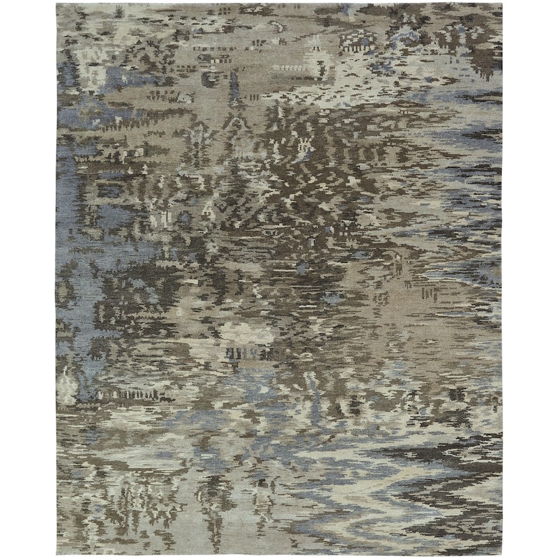 Modern Grey Hand-Knotted Wool Area Rug
