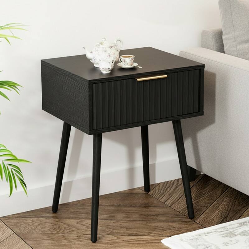 18.9"W Nightstand, Particleboard & MDF, Melamine & Vacuum Forming, 1 Drawer, High Leg