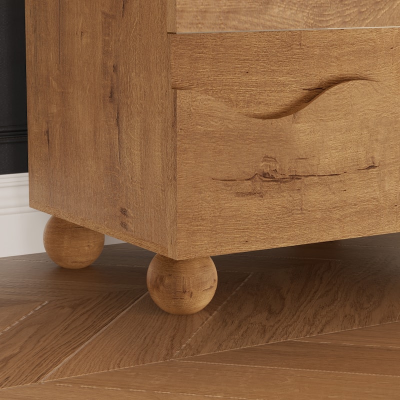 Wave Front 2 Drawers Nightstand Accent End Table Bedside Table