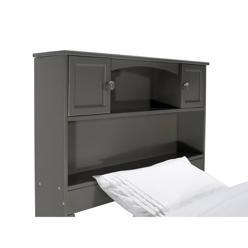 Platform Bed Full Size Grey Storage Bed Modern Bed Frame Flat Panel Footboard