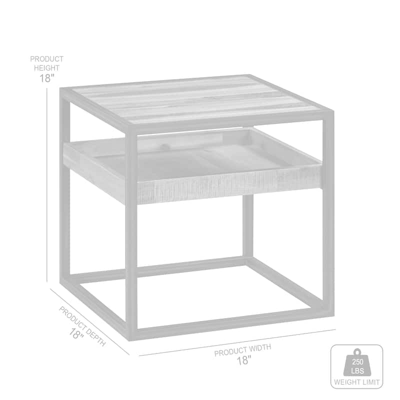 Ludgate 18" Modern Farmhouse Solid Acacia Wood Square End Table