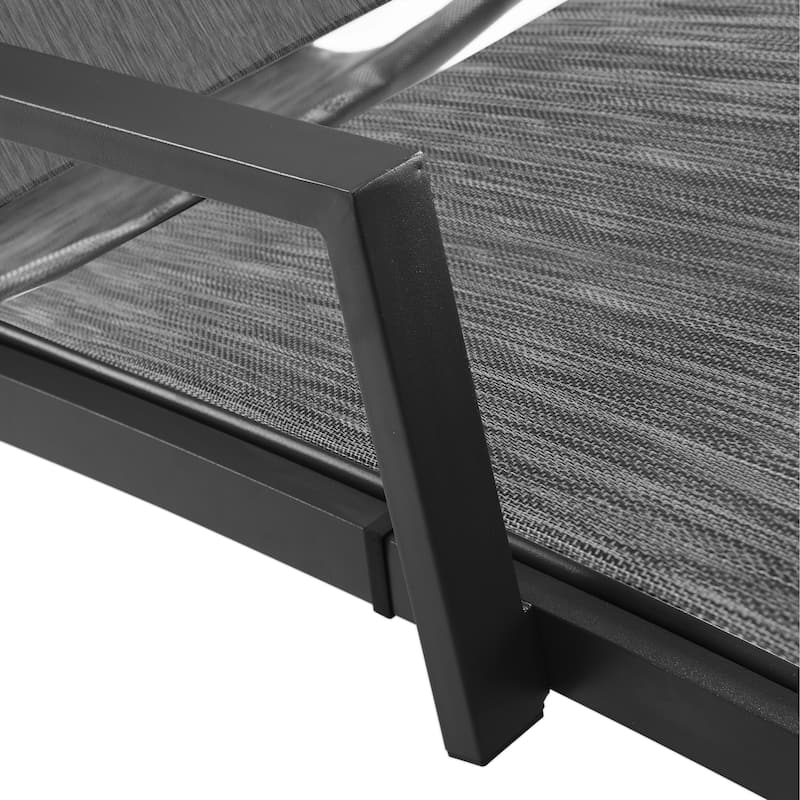 Corvus Sorrento Outdoor Sling Fabric Adjustable Chaise Lounge with Arms