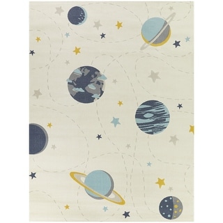 Mod-Tod Galaxy Orbit Space Pattern Multicolor Kids Area Rug