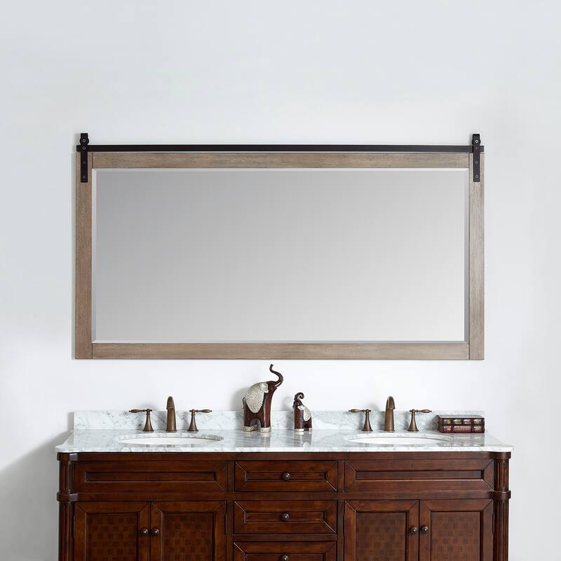 Cortes 72" Bathroom Vanity Barndoor Wall Mirror in Grey
