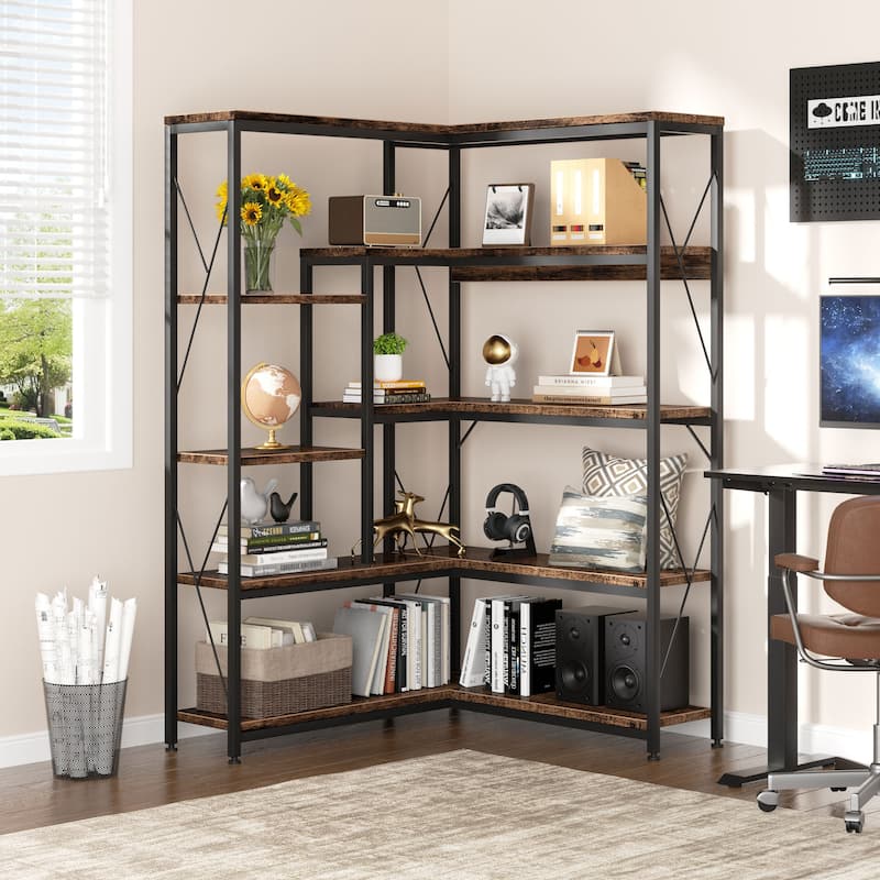 Futzca L-Shaped Corner Bookshelf, Storage Shelf