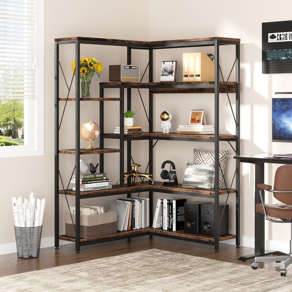 Futzca L-Shaped Corner Bookshelf, Storage Shelf