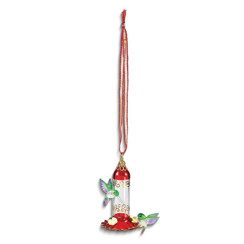 Curata Glass Baron Hummingbird Feeder Handcrafted Glass Ornament