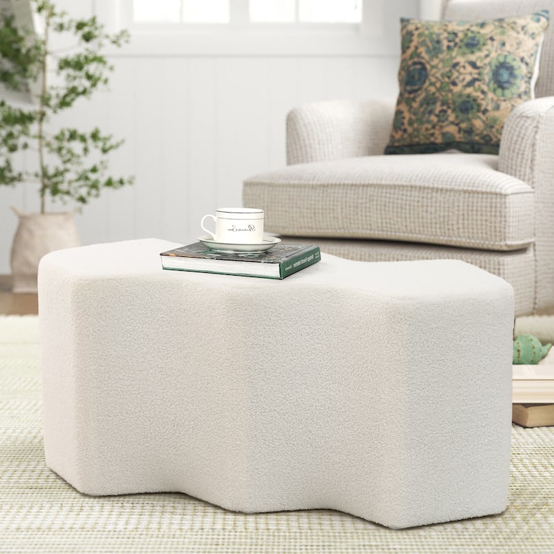 Adeco 35" Long Ottoman Bench Velvet Polygon Foot Stool