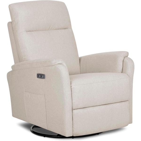 slide 2 of 12, Evolur Noah Power Recline Glider with 275-Degree Swivel Light Sand