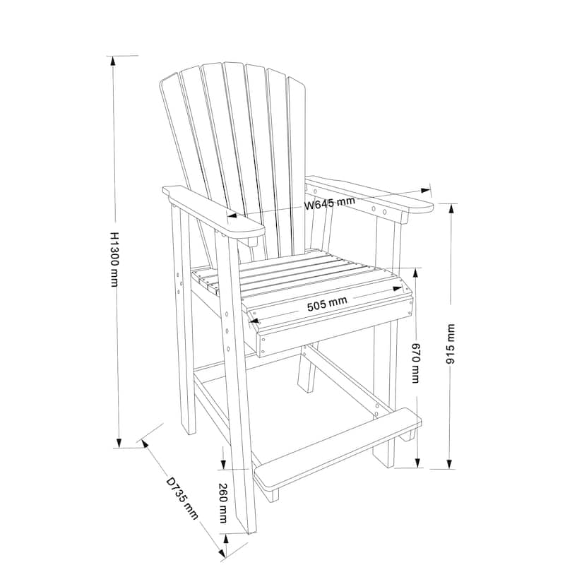 HDPE Bar Chair,Set of 2 - Black White