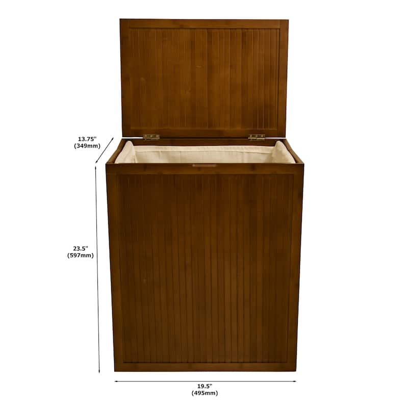 Solid Bamboo Folding Clothes Hamper w/ Removable Laundry Bag