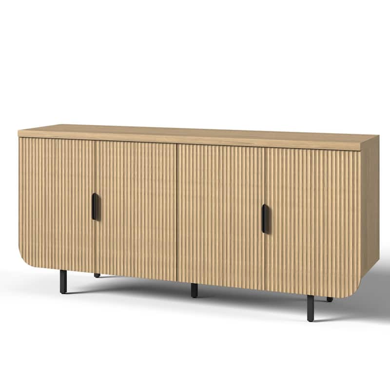 EROMMY Modern Sideboard Buffet Cabinet with Fluted Doors, 2-Door Storage Console Table for Kitchen, Dining Room & Living Room