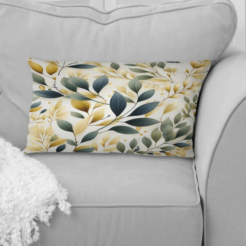 Designart "Tranquil Leaves III" Plants Printed Throw Pillow - 12 x 20