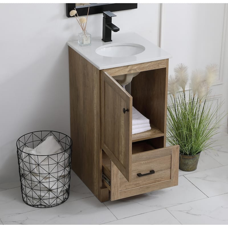 Fresco 18 - 30 Inch Single Bathroom Vanity - 18 Inches - Natural Oak