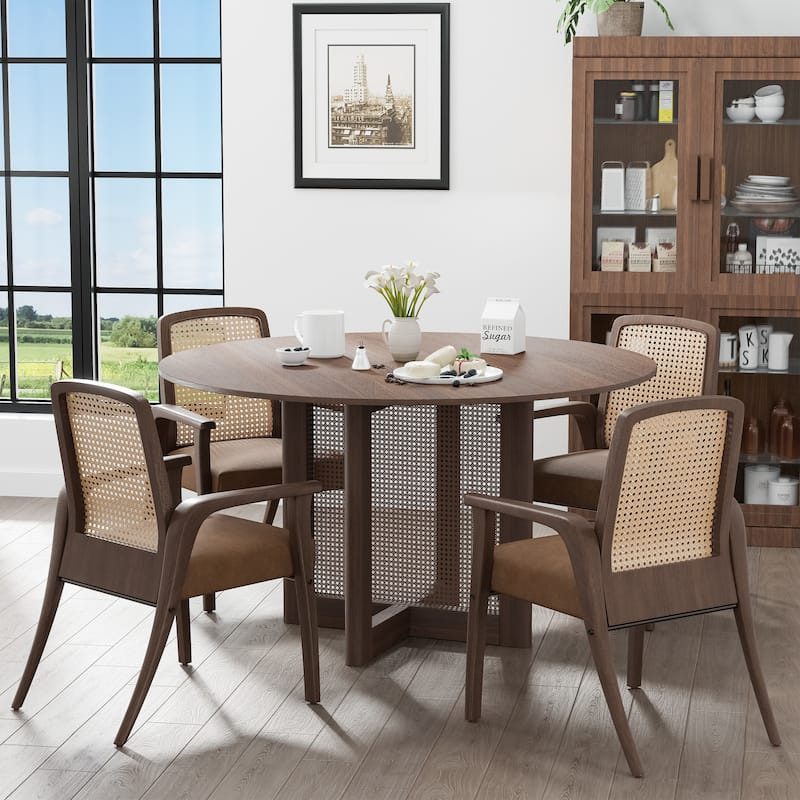 Solid Wood 52'' Round Dining Table for 6 People Nordic style - 52*30