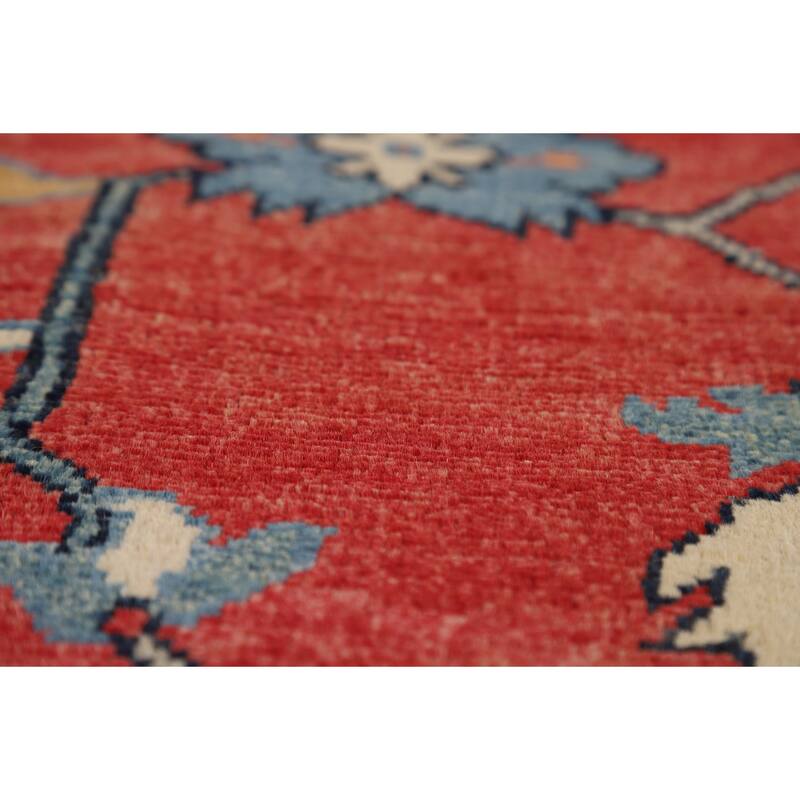 Vegetable Dye Heriz Oriental Rug Hand-Knotted Traditional Wool Carpet - 9'1" x 12'0"