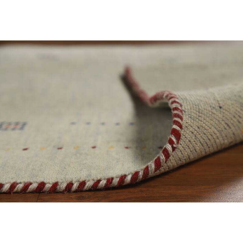 Hand Knotted Oriental 100% Wool Carpet Tribal Animal Pictorial Green Gabbeh Area Rug - 4' 11'' X 2' 10''