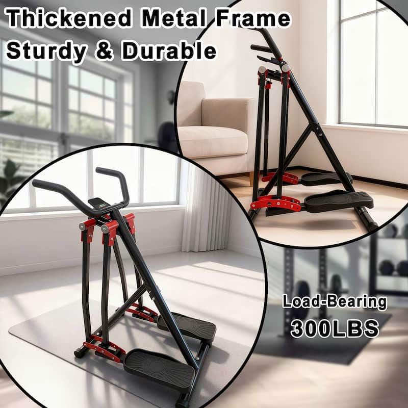 Air Walking Elliptical Machine, Foldable Cardio Cross Trainer Glider for Full-Body with LCD Display