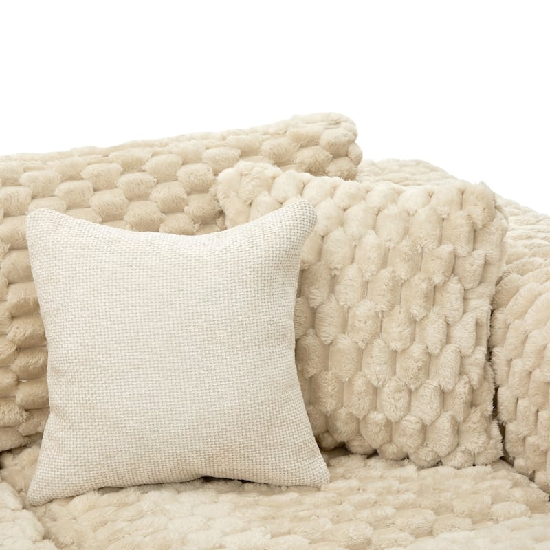 135.4" Bubble Velvet Fabric Sectional Sofa with 2 Ottomans