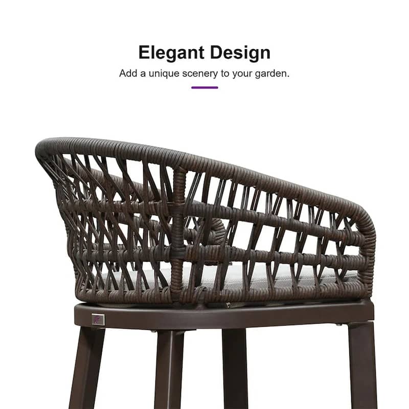 PURPLE LEAF 2 Set of Modern Bar Stool with Backrest and Arm,Cushion Included