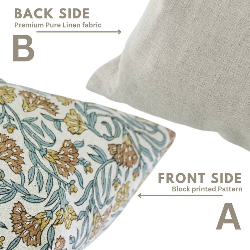 Fabdivine Floral Soft Handmade Cushion Cover for Gift Block Print Décor