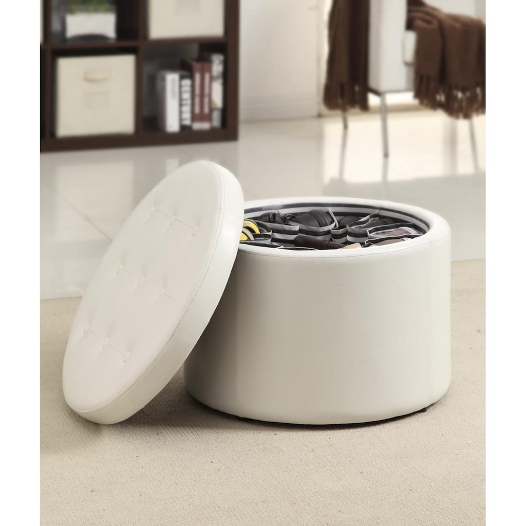 Convenience Concepts Designs4Comfort Round Shoe Storage Ottoman