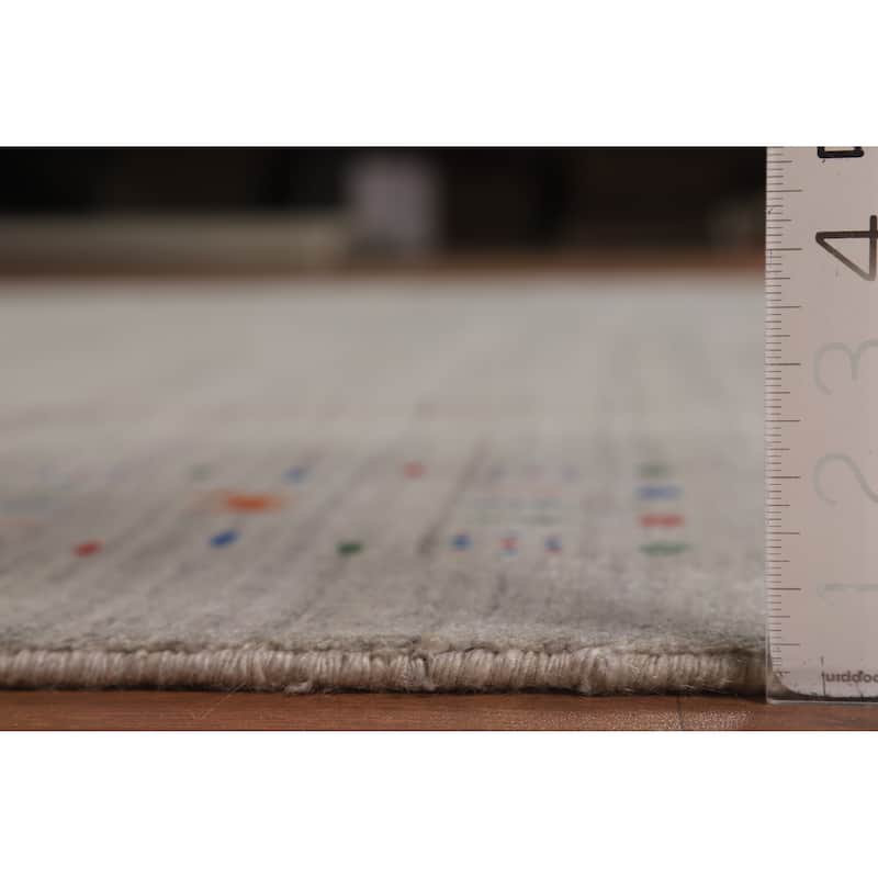 Tribal Gray Gabbeh Area Rug Handmade Wool Carpet - 7'11" x 12'1"