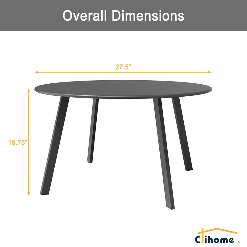 Clihome Weather Resistant Round Steel Patio Large Coffee Table