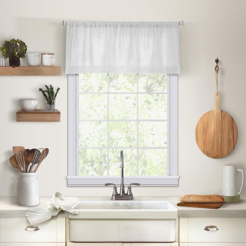Elrene Cameron Linen Kitchen Curtain Window Valance - 60" w x 15" l - 60" w x 15" l