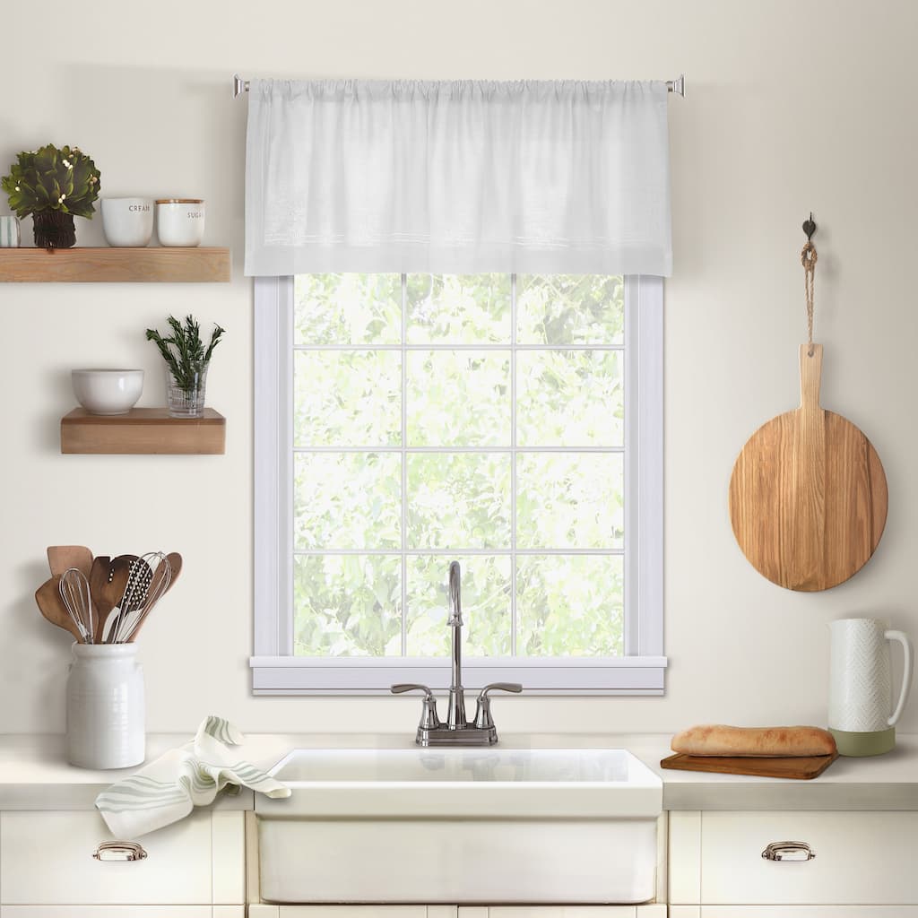 Elrene Cameron Linen Kitchen Curtain Window Valance - 60" w x 15" l - 60" w x 15" l