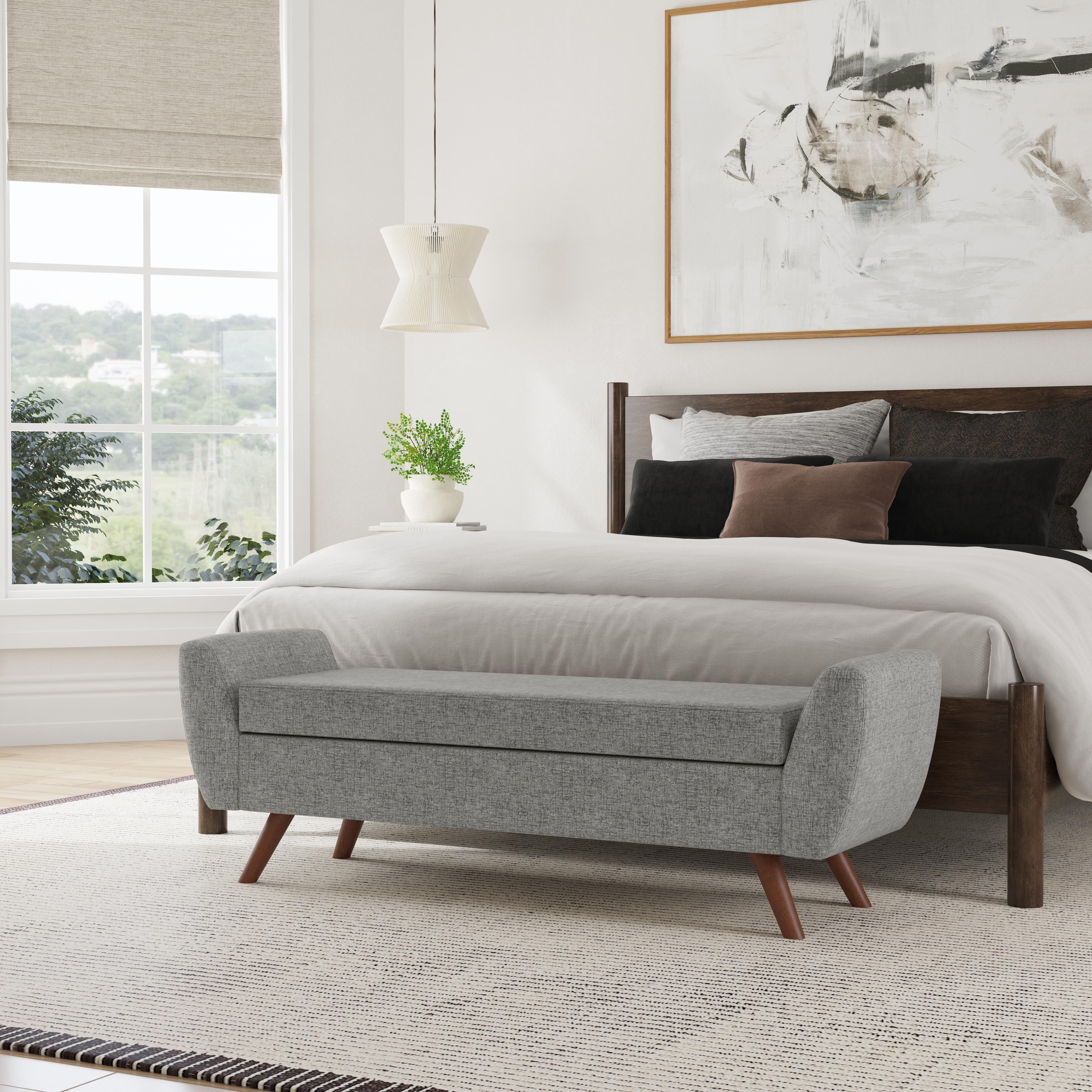 HomePop Modern Storage Bench with Wood Legs