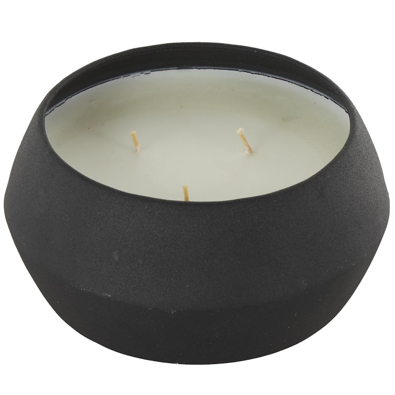 Metal Scented Textured 30oz 3 Wick Decorative Candle with White Wax - Cream, Black or Beige - Roche River Decor - Black - Creamy Vanilla Swirl Scented