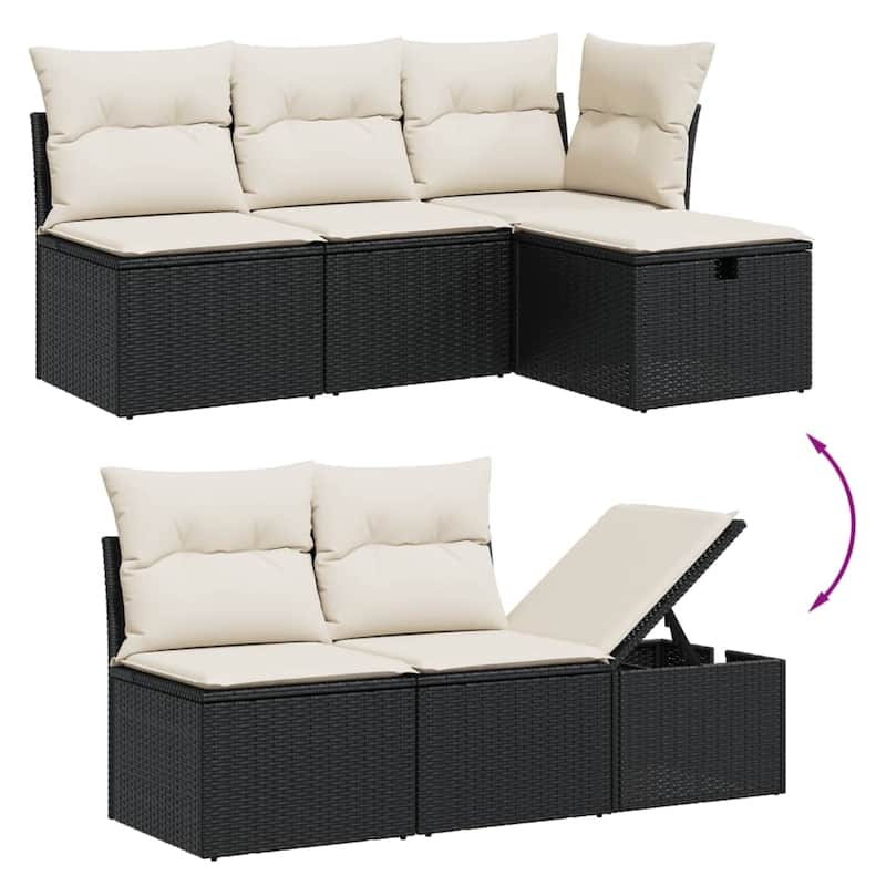 vidaXL Patio Sofa Set with Cushions Outdoor Conversation Furniture Poly Rattan - 21.7 x 24.4 x 27.2