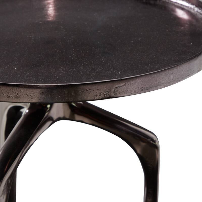 Aluminum Metal Tray Inspired Top Accent Table with 3 Tripod Legs - Gold, Silver or Black - Roche River Decor