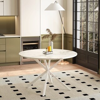 Round Dining Table with Metal Cross Legs, MDF Top - Bed Bath & Beyond ...