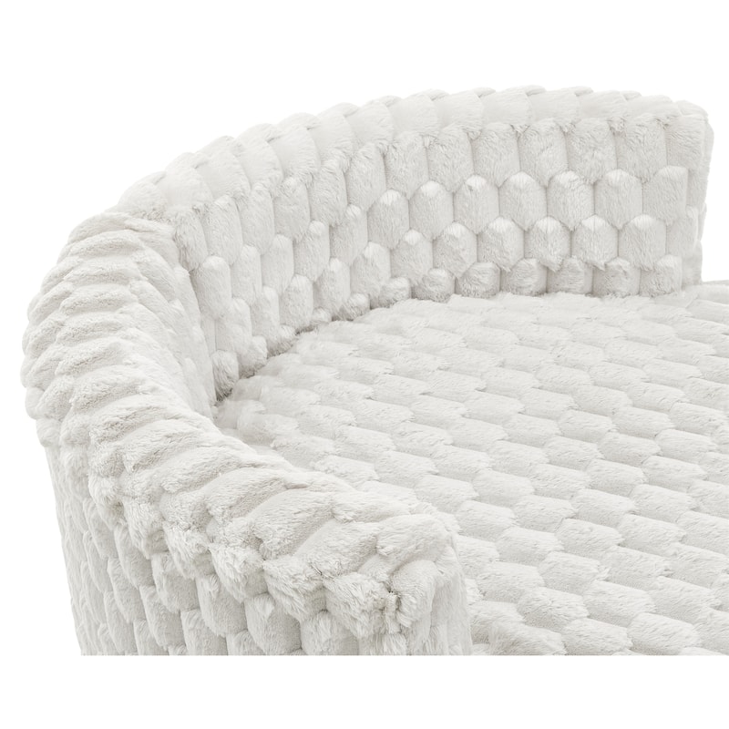 Plush 3D Upholstered Barrel Accent Chair