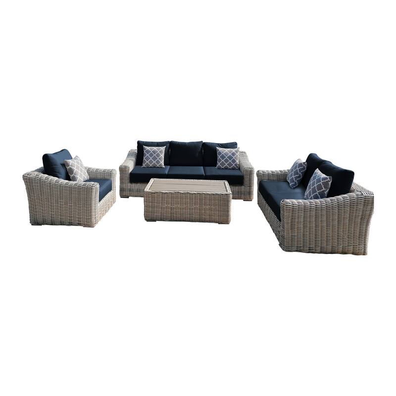 Hawaii Three-Tone Wicker Deep Seating Set with Cushion
