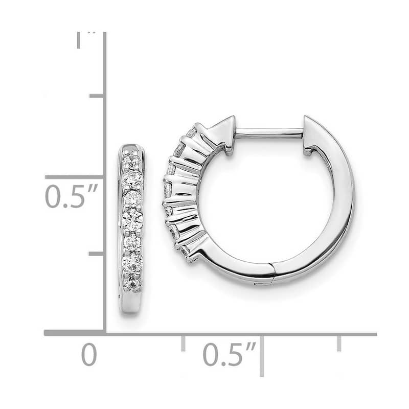 Curata 14k White Gold Diamond Hoop Earrings - 14x15mm Wide 1mm Thick
