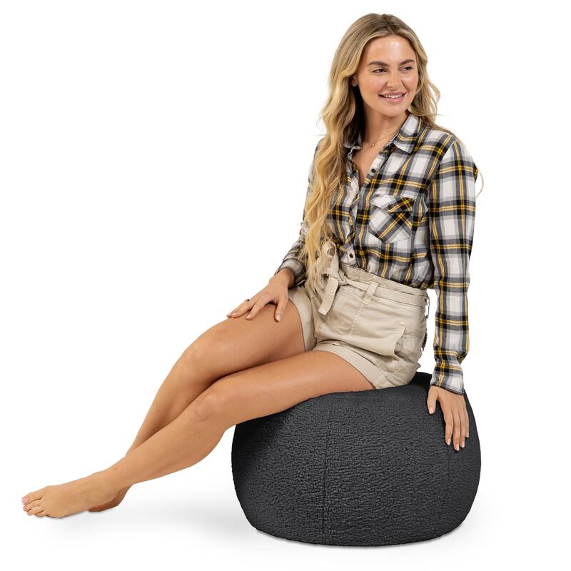 Jaxx Ellis Pouf - Modern Shearling Faux-Lamb Plush Fleece Ottoman