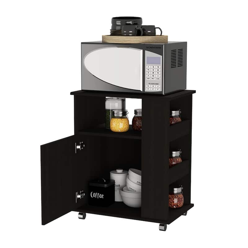 Kit Lower Microwave Cabinet, Single Door, Three Side Shelves-Black