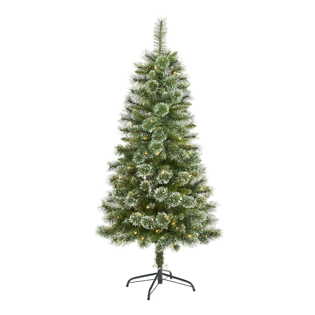 5ft Slim Artificial Christmas Tree with Lights - Farmhouse Pine Holiday Decor - Green - 57