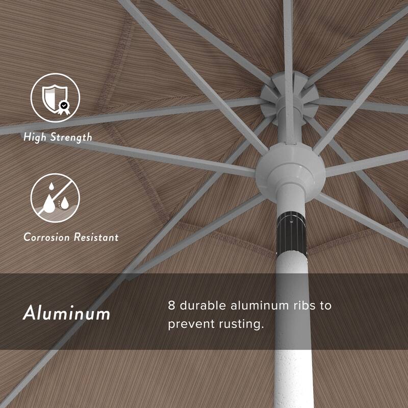 California Umbrella 7.5' Round Crank Lift, Push Button Tilt Aluminum Patio Umbrella, White Finish, Outdoor Rated Red Fabric