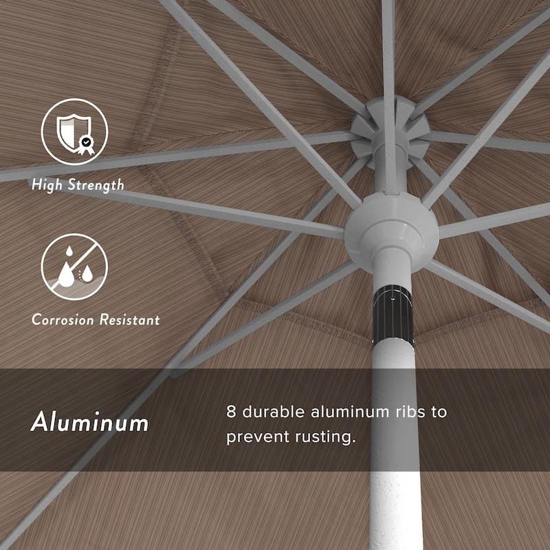 Pompano 9ft Crank Lift Push Button Tilt Round Patio Umbrella by