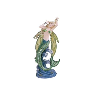 Q-Max 8.5"H Green Mermaid Fairy Statue Fantasy Decoration Figurine