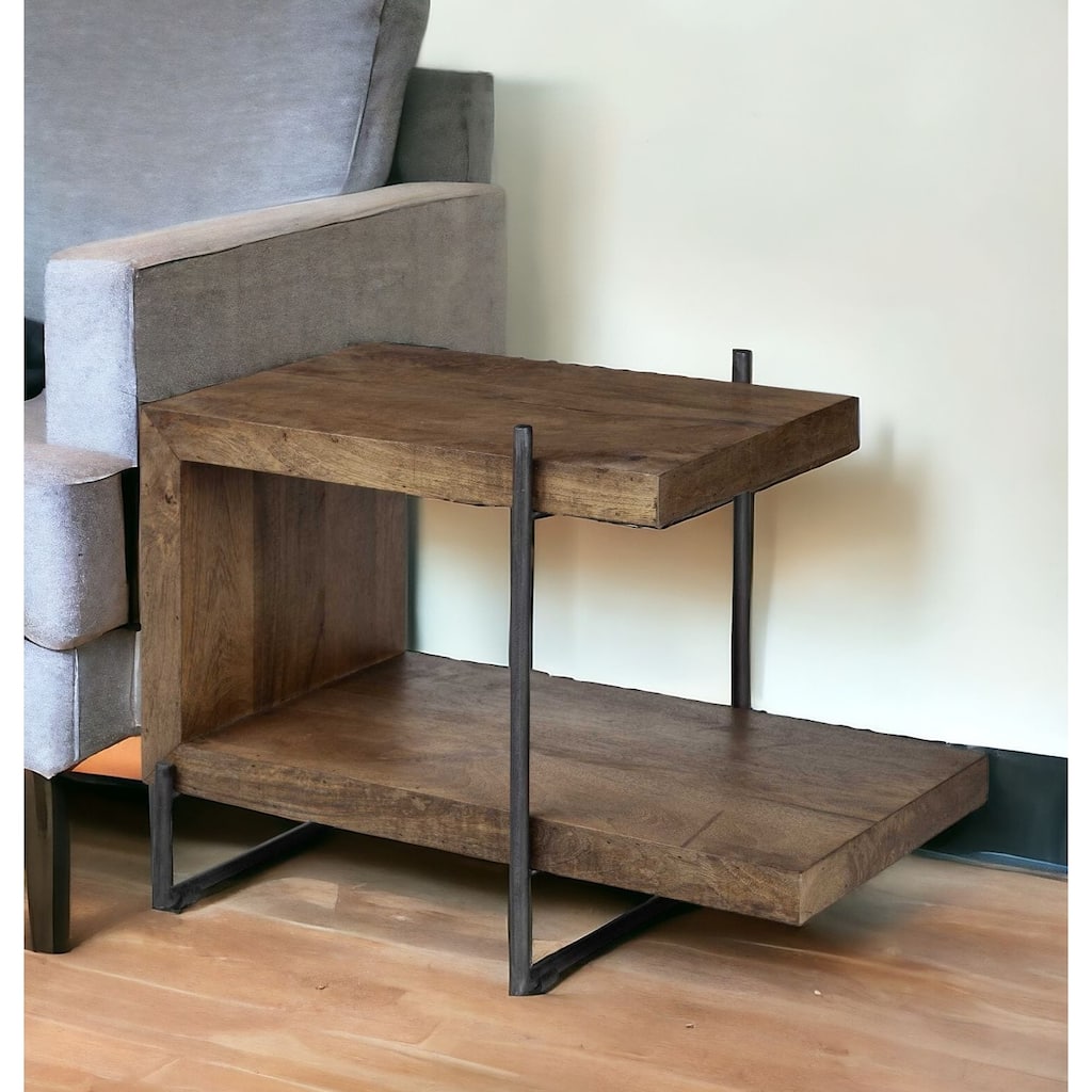 HomeRoots 22" Brown Solid Wood Square End Table - 17.5' X '22' X '30