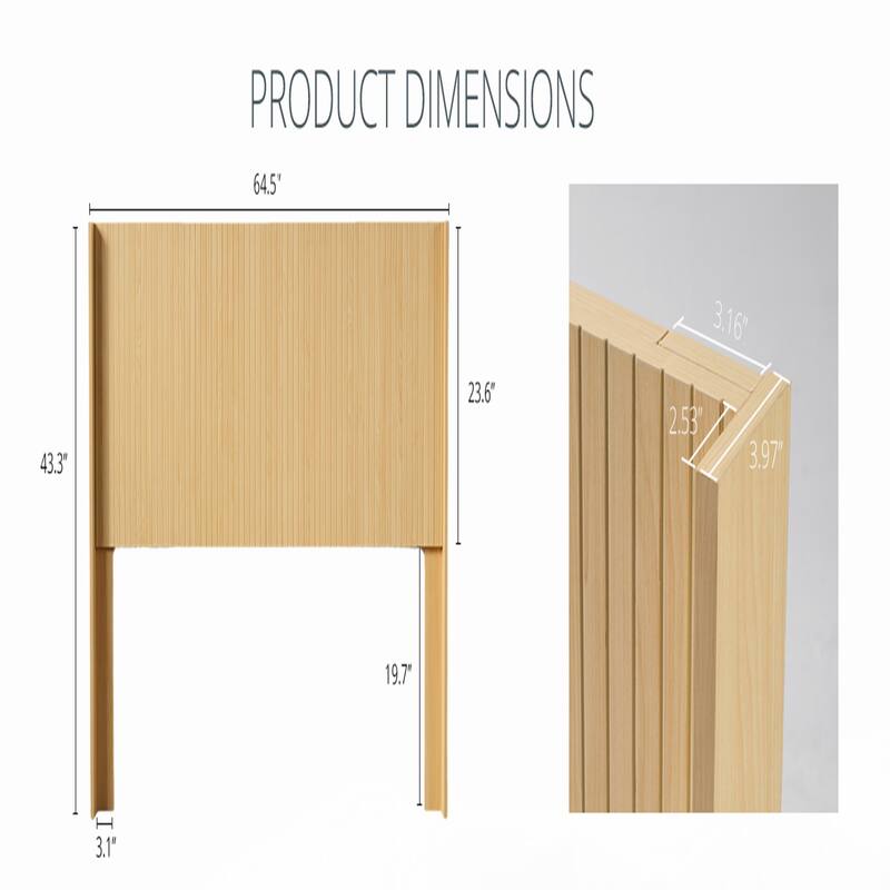 Night Stand with Drawer Storage Fluted Bed Side Table, Natural Wood